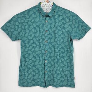 Ocean Pacific Shirt Mens XLT Pineapple All Over Print‎ Green Short Sleeve